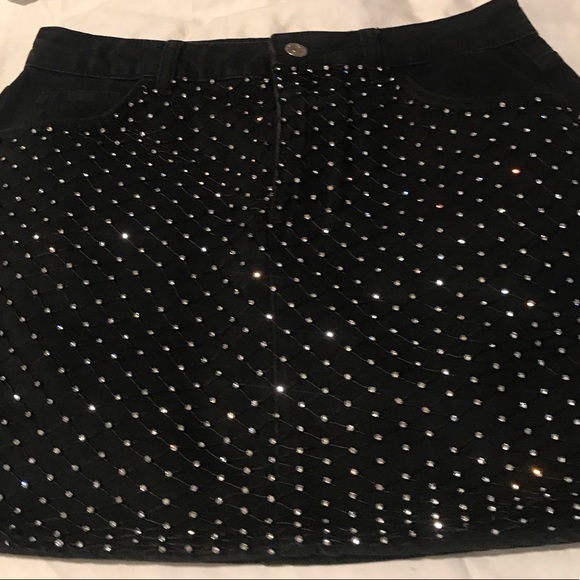 rhinestone denim skirt